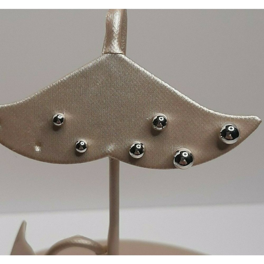 3 Pair Set of Sterling Silver Round Ball Stud
